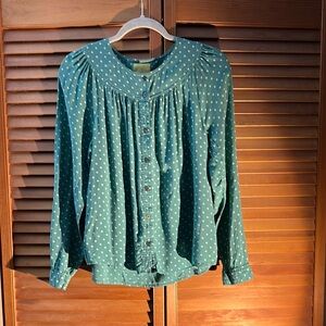 Maeve Green Polka Dot Women's Top